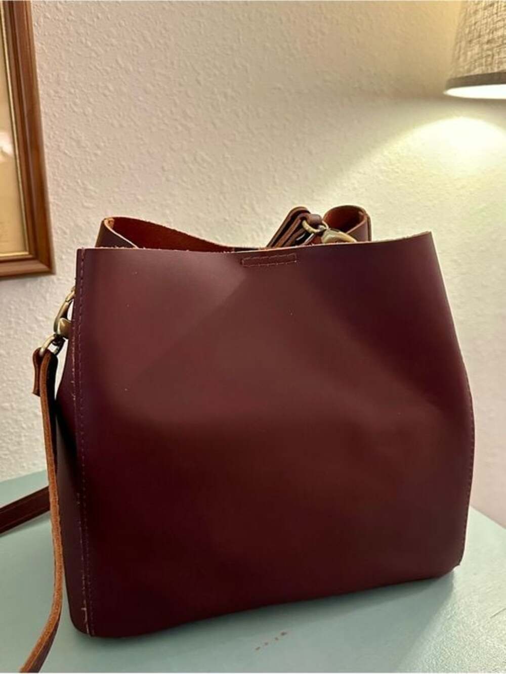 Portland Leather Butterfly Bucket Bag in Cognac